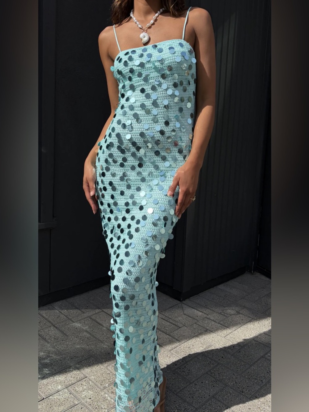 Summer Socialite Blue Sequin Embellished Maxi Dress - Picture 8 of 10